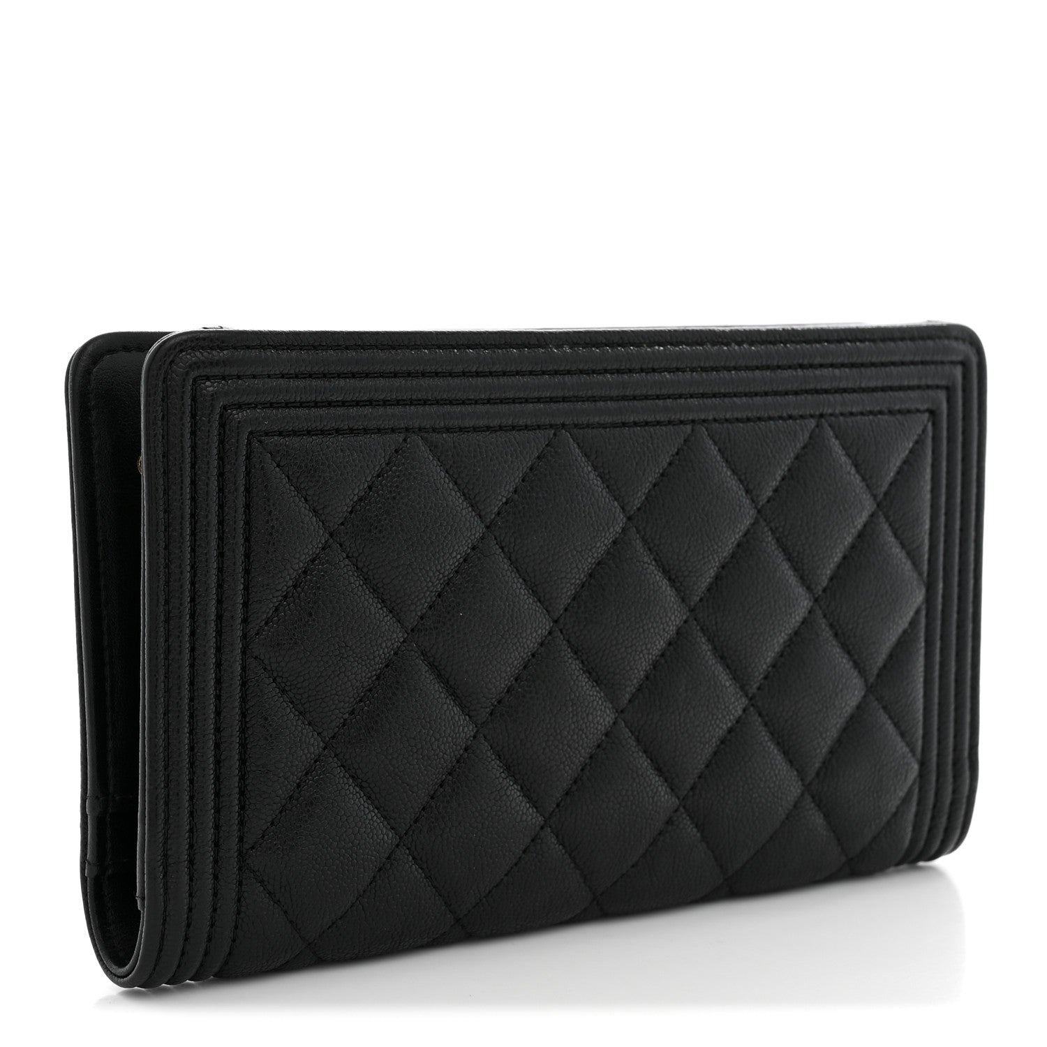 Chanel Lambskin Quilted Boy Yen Wallet Black 3 of 7