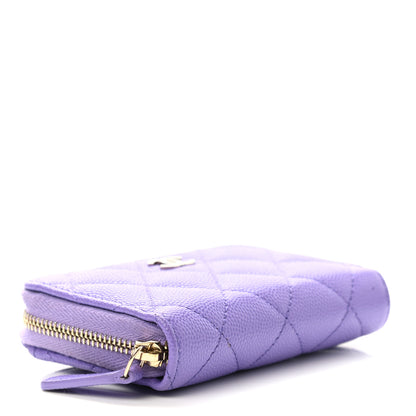 Chanel Caviar Quilted Zip Around Coin Purse Wallet Purple 4 of 8