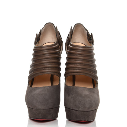 Christian Louboutin Suede Calfskin Bye Bye 160 Cutout Ankle Booties 39 Taupe 2 of 8
