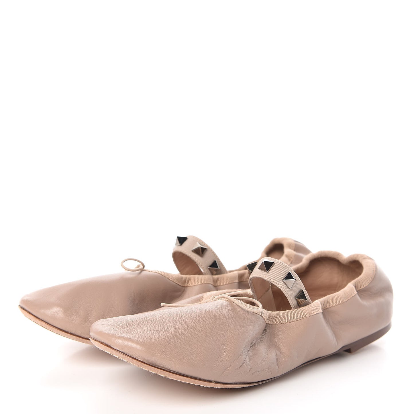 Nappa Rockstud Cross Strap Ballerina Flats 37 Poudre