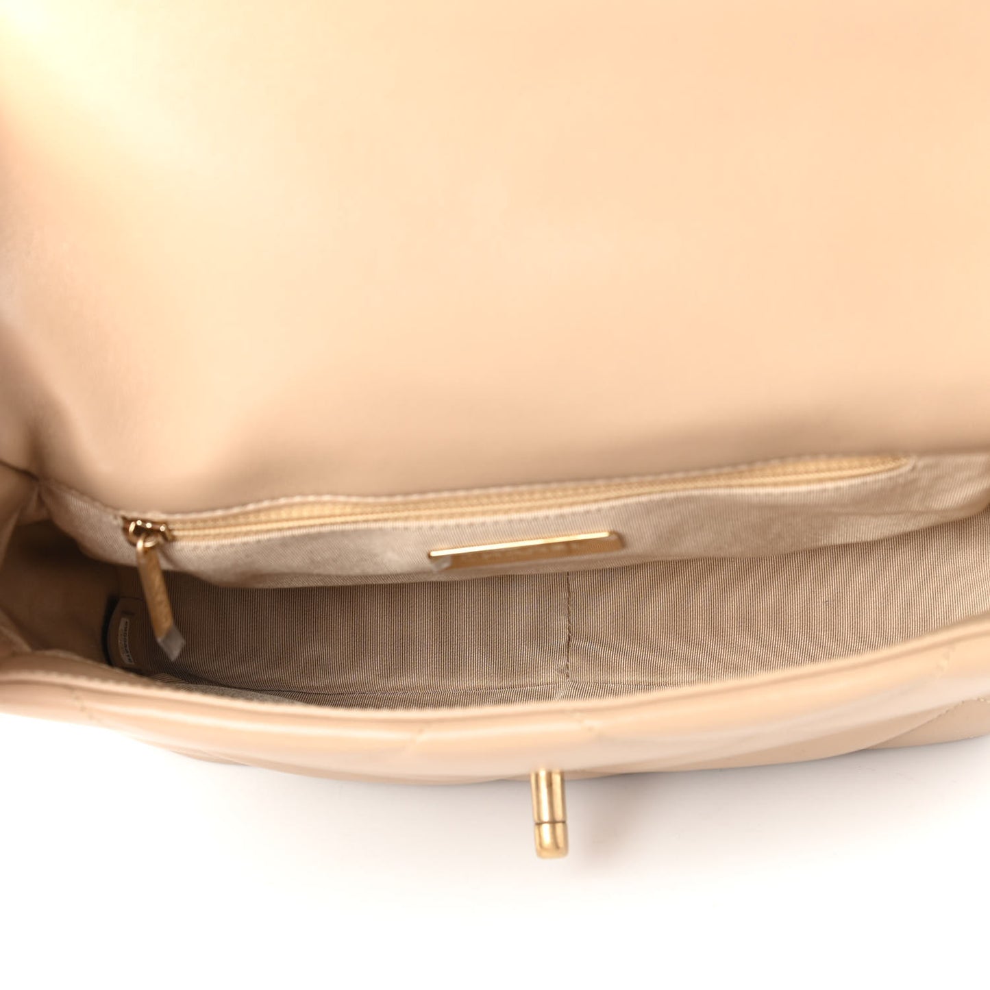 Lambskin Quilted Medium Chanel 19 Flap Dark Beige