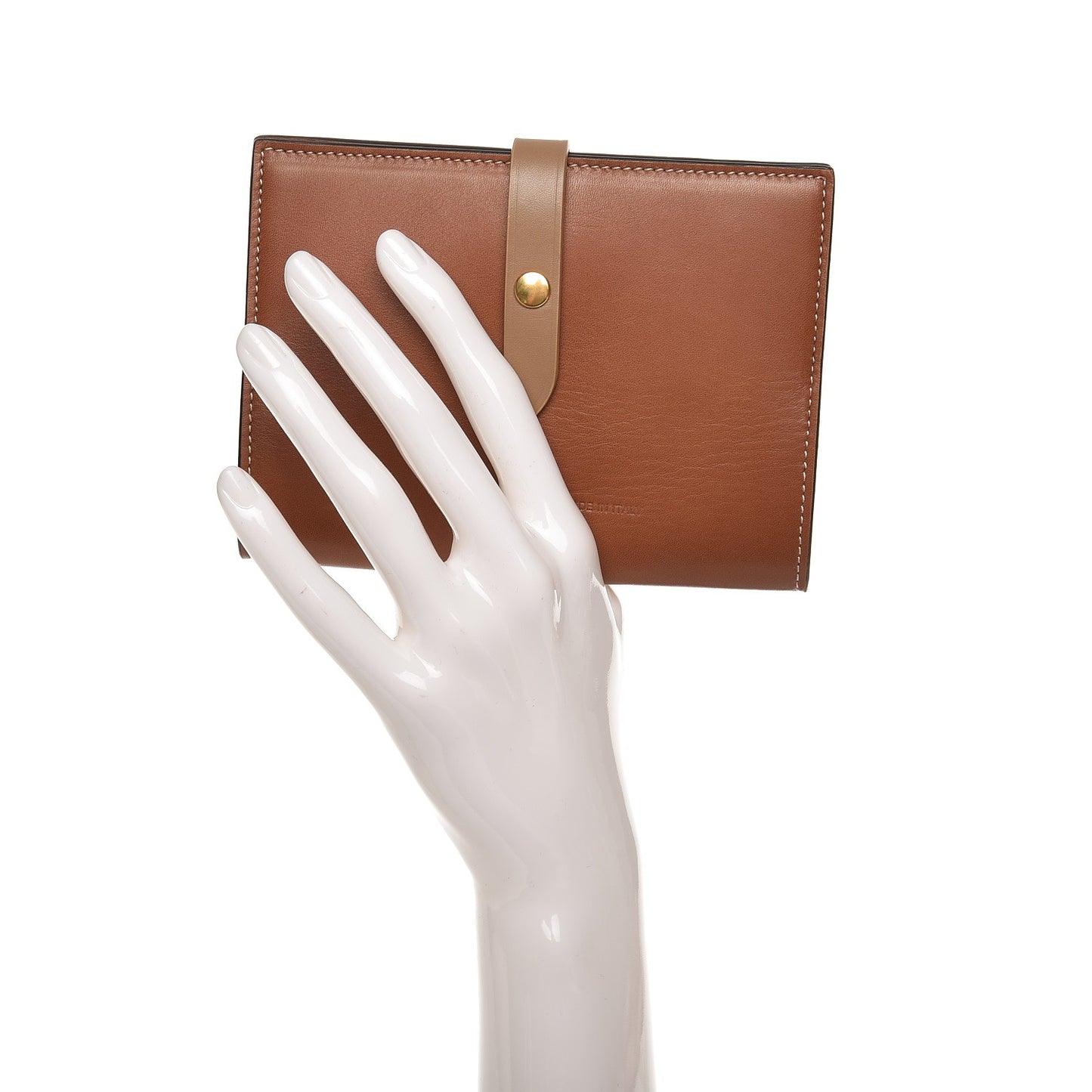 Natural Calfskin Strap Passport Cover Tan