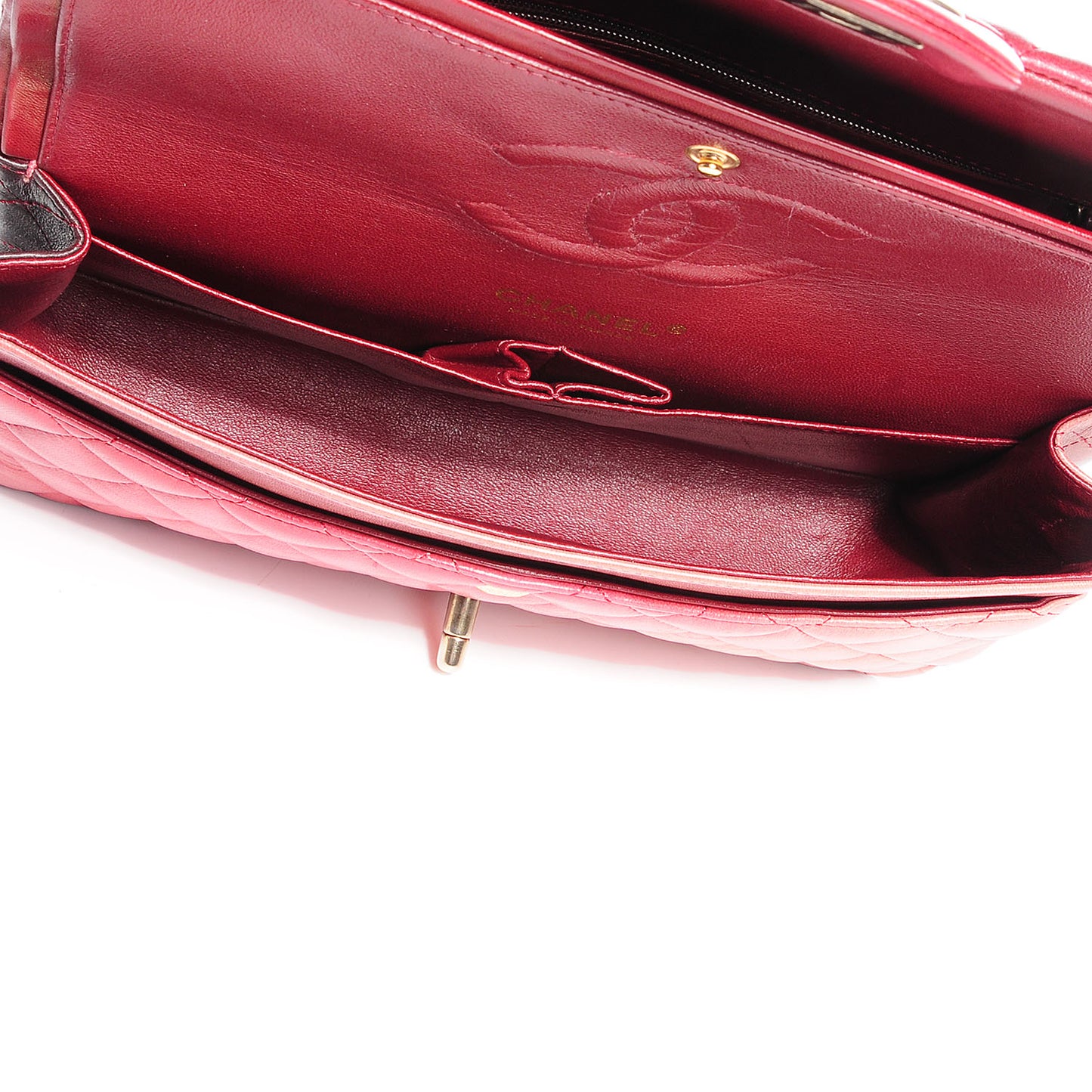 Lambskin Degrade Medium Double Flap Red