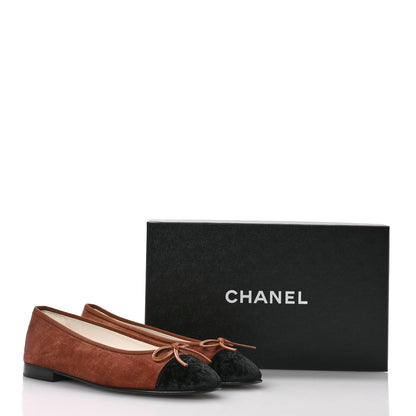 Chanel Velvet Cap Toe CC Ballerina Flats 38 Brown Black 9 of 9