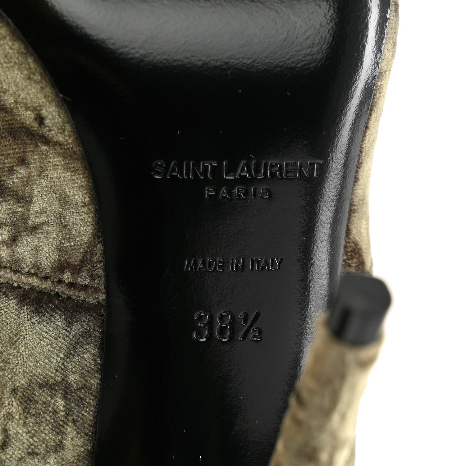 Saint Laurent Velvet Ella Knee High Boots 38.5 Bella Green 13 of 24