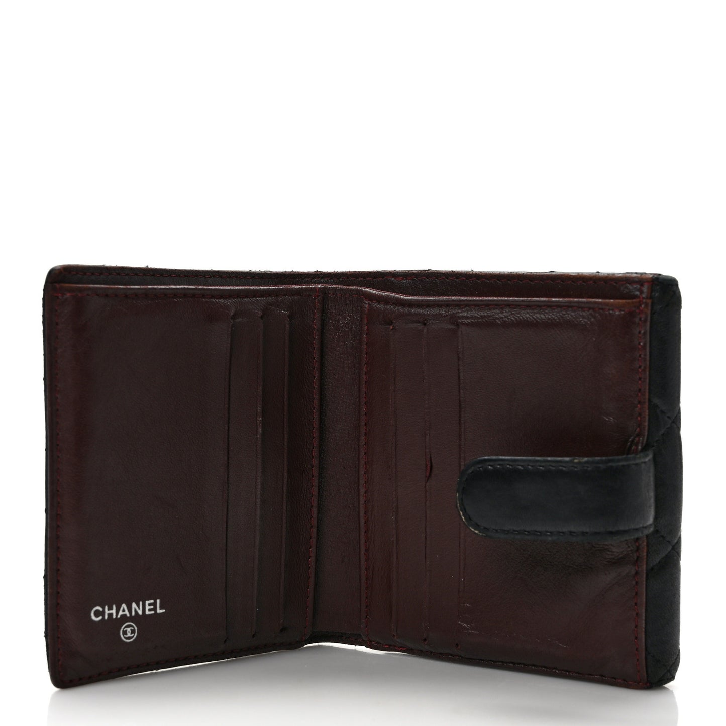Lambskin Quilted Compact French Flap Wallet Black