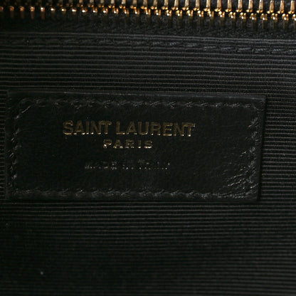 Saint Laurent Grain De Poudre Textured Mixed Matelasse Large Triquilt Monogram Satchel Dark Tea 6 of 9