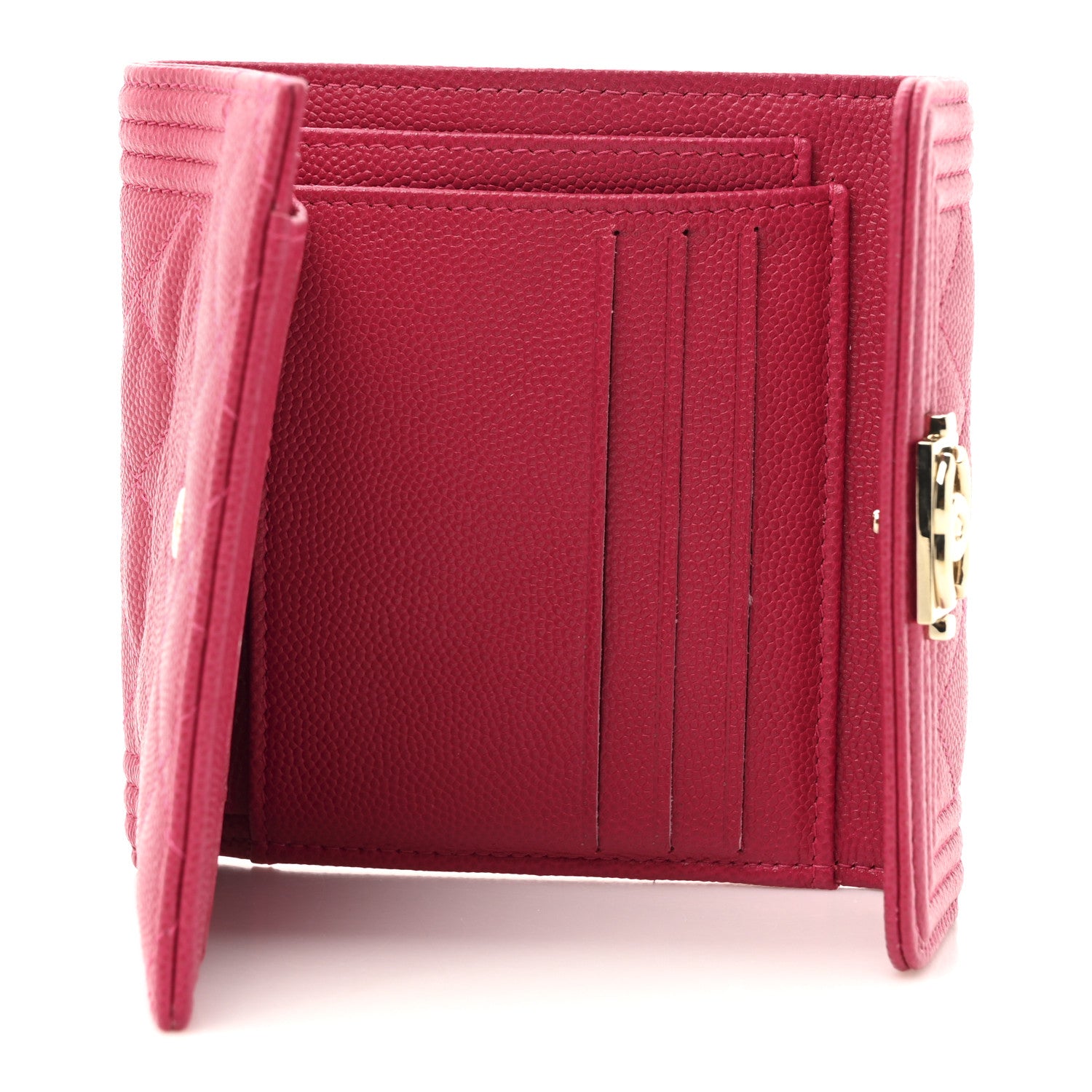 Chanel Caviar Quilted Compact Boy Wallet Pink 5 of 10