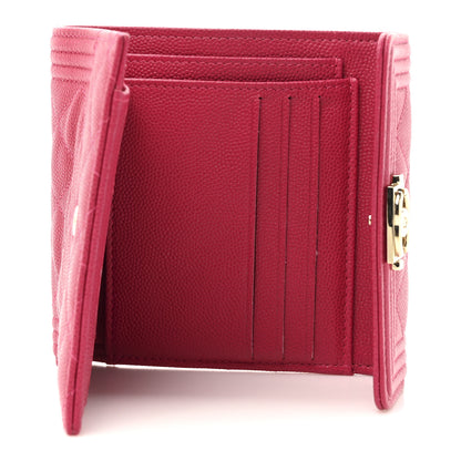 Chanel Caviar Quilted Compact Boy Wallet Pink 5 of 10