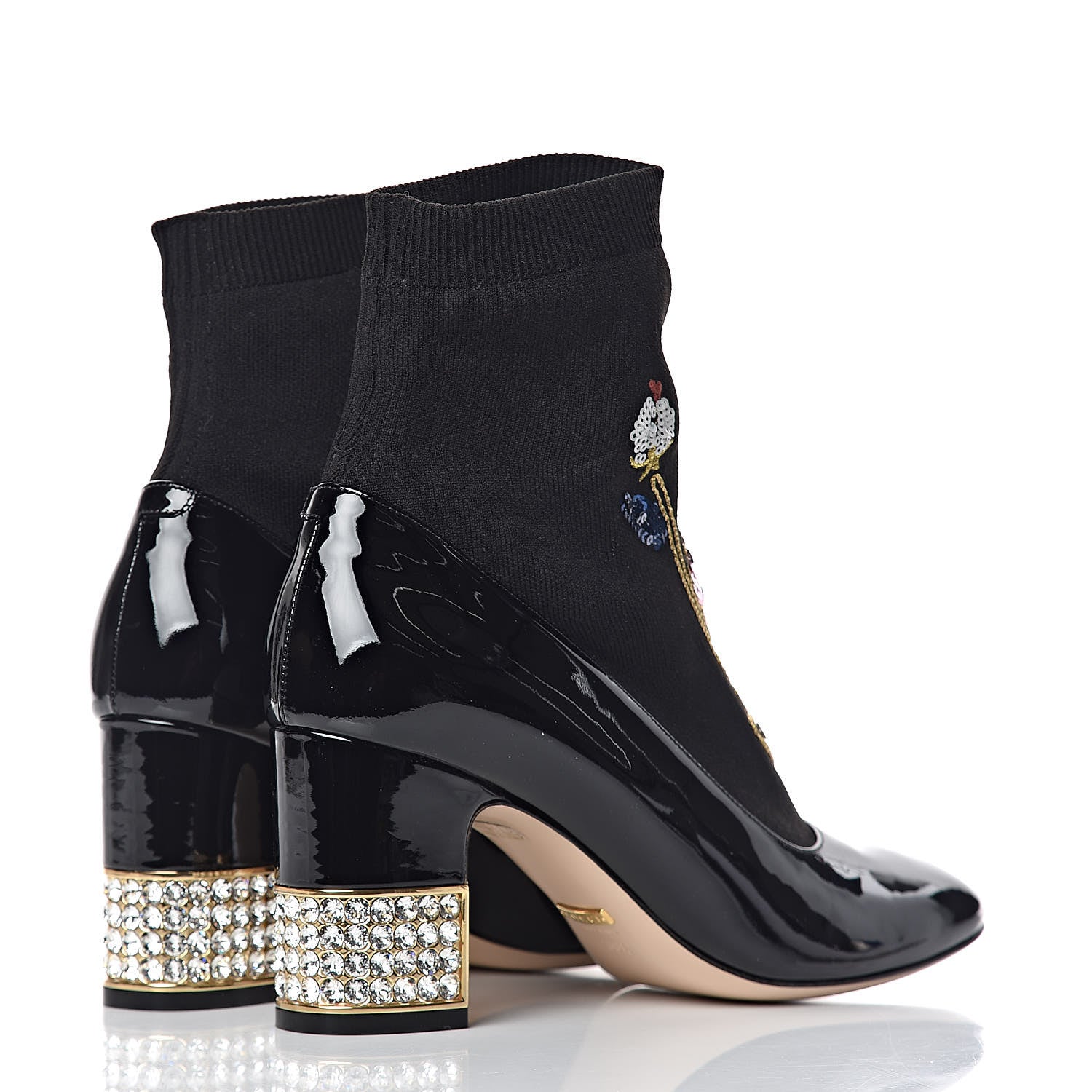 Gucci Patent Calfskin Candy Sock Ankle Boots 38.5 Black 4 of 7
