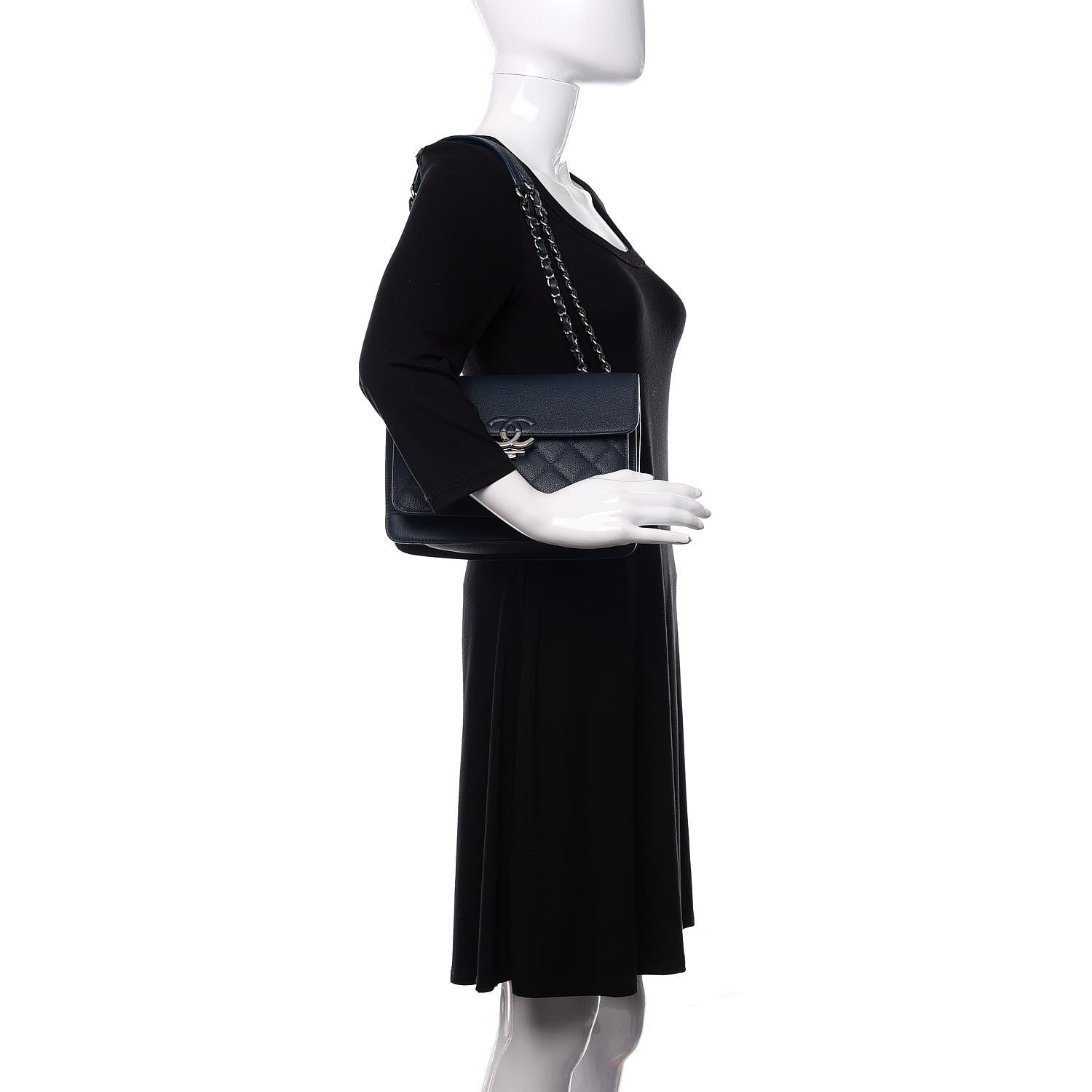Chanel Grained Calfskin Quilted Large CC Box Flap Blue 2 of 11