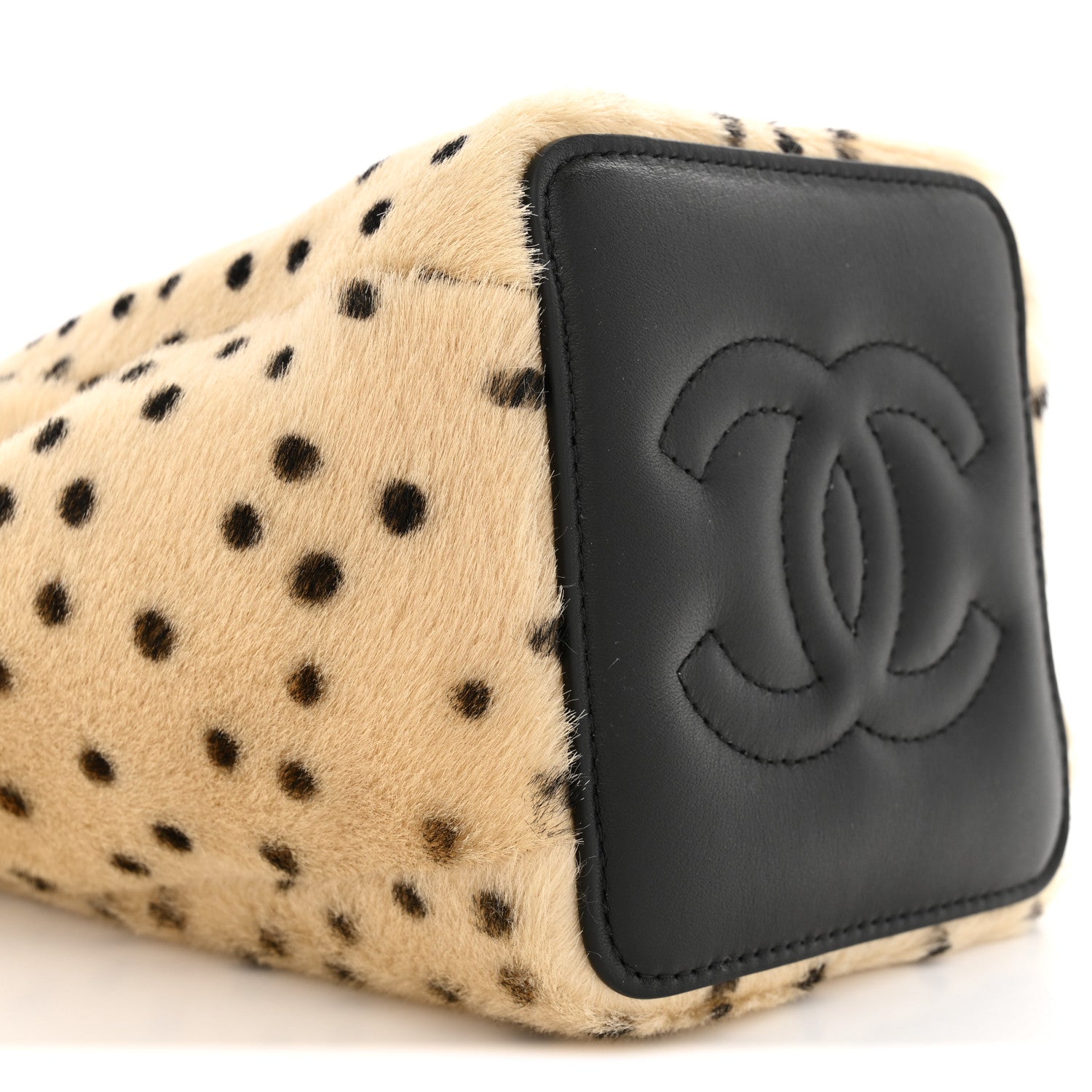 Chanel Pony Hair Cheetah Printed CC Chain Bucket Bag Light Beige Black 9 of 11