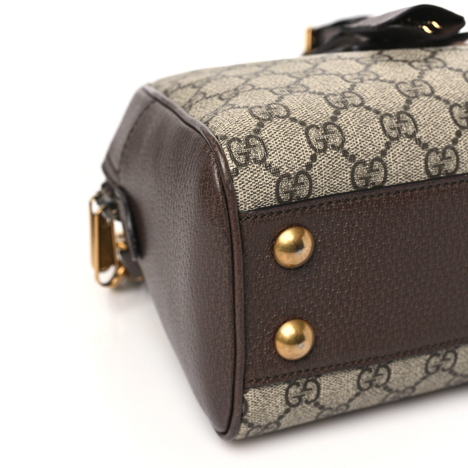 Gucci GG Supreme Monogram Textured Dollar Calfskin Web Medium Ophidia Top Handle Duffle Bag Beige Ebony New Acero 9 of 10