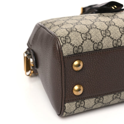 Gucci GG Supreme Monogram Textured Dollar Calfskin Web Medium Ophidia Top Handle Duffle Bag Beige Ebony New Acero 9 of 10