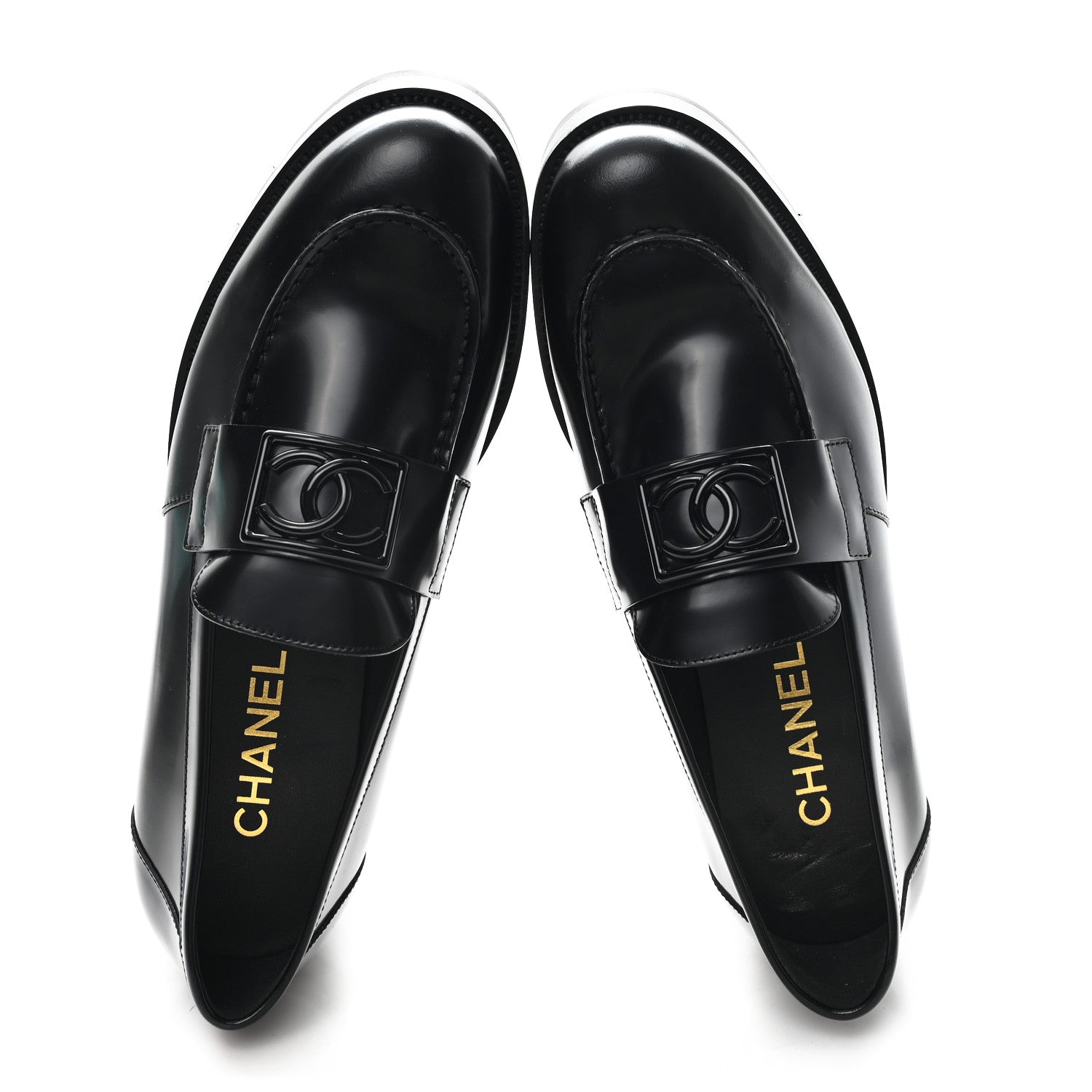 Chanel Calfskin Metal CC Loafers 40.5 Black 2 of 10