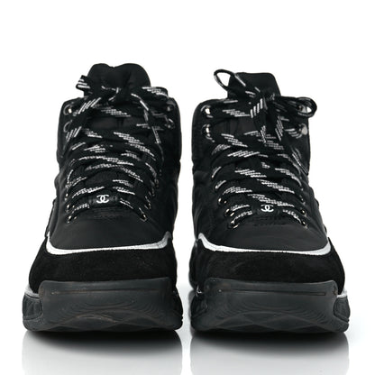 Chanel Fabric Calfskin Suede Womens CC Sneakers 38 Black 2 of 9