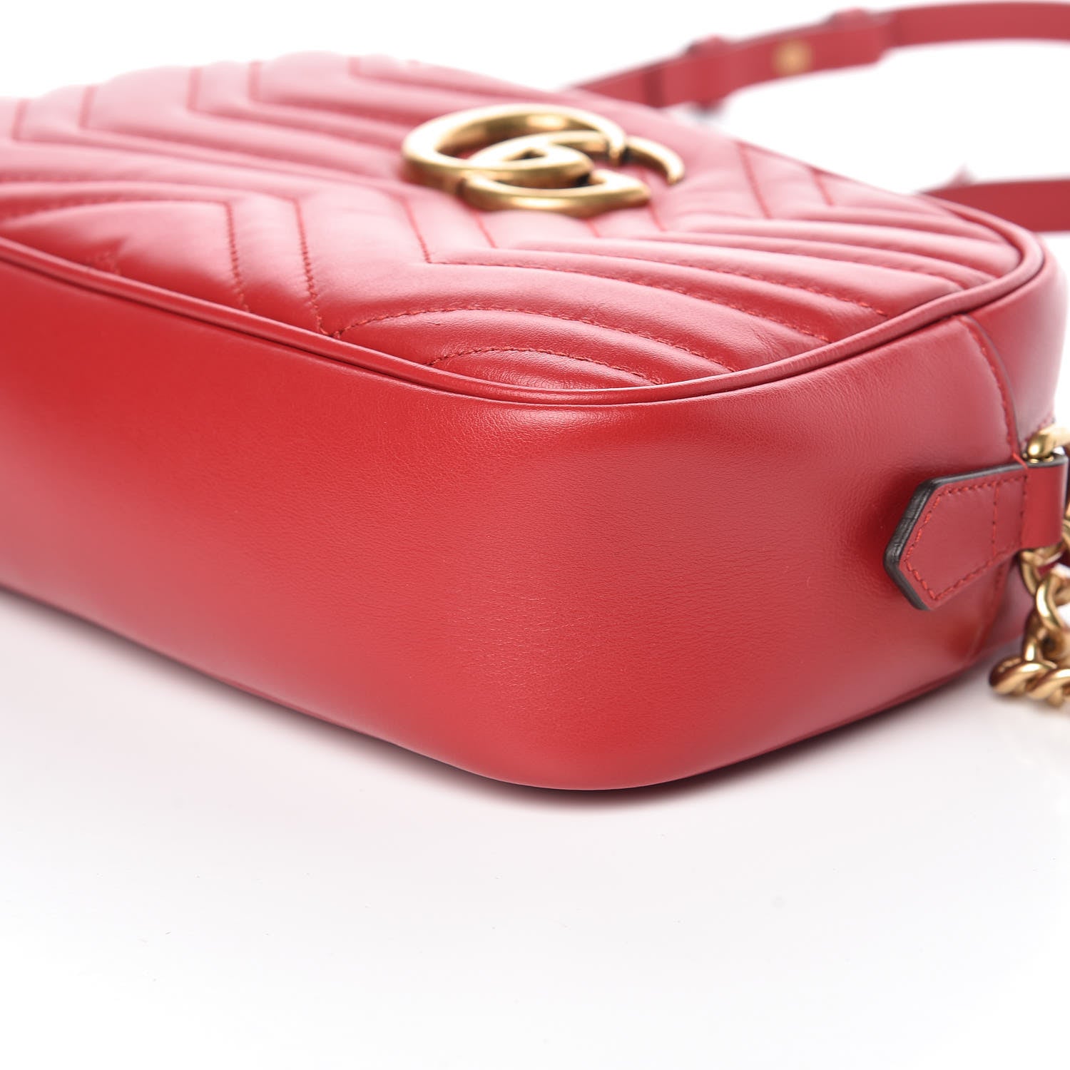 Gucci Calfskin Matelasse Small GG Marmont Chain Shoulder Bag Hibiscus Red 6 of 9