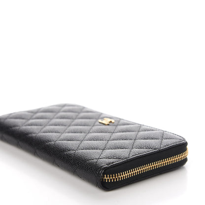 Chanel Caviar Quilted Large Gusset Zip Around Wallet Black 7 of 12