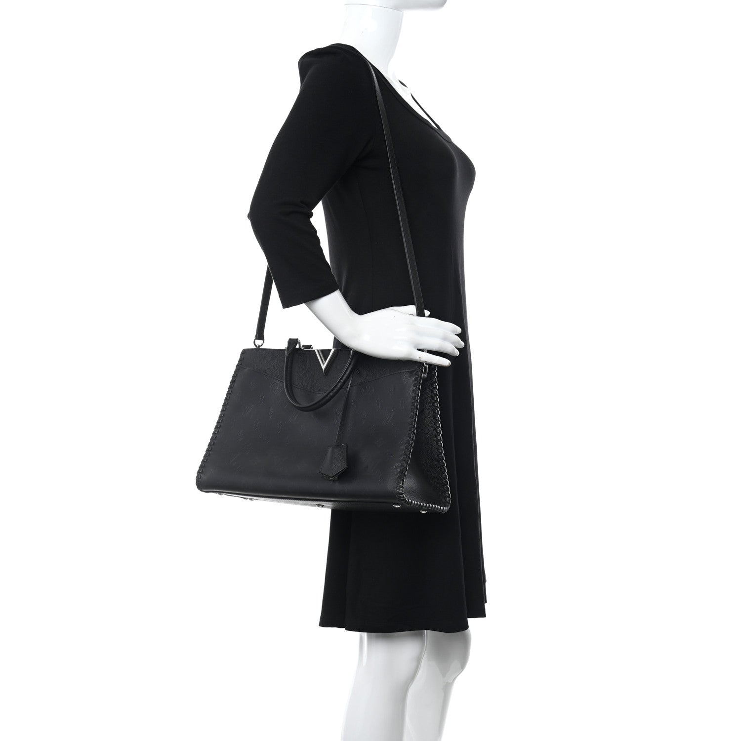 Louis Vuitton Monogram Cuir Plume Very Zipped Tote Black 2 of 12