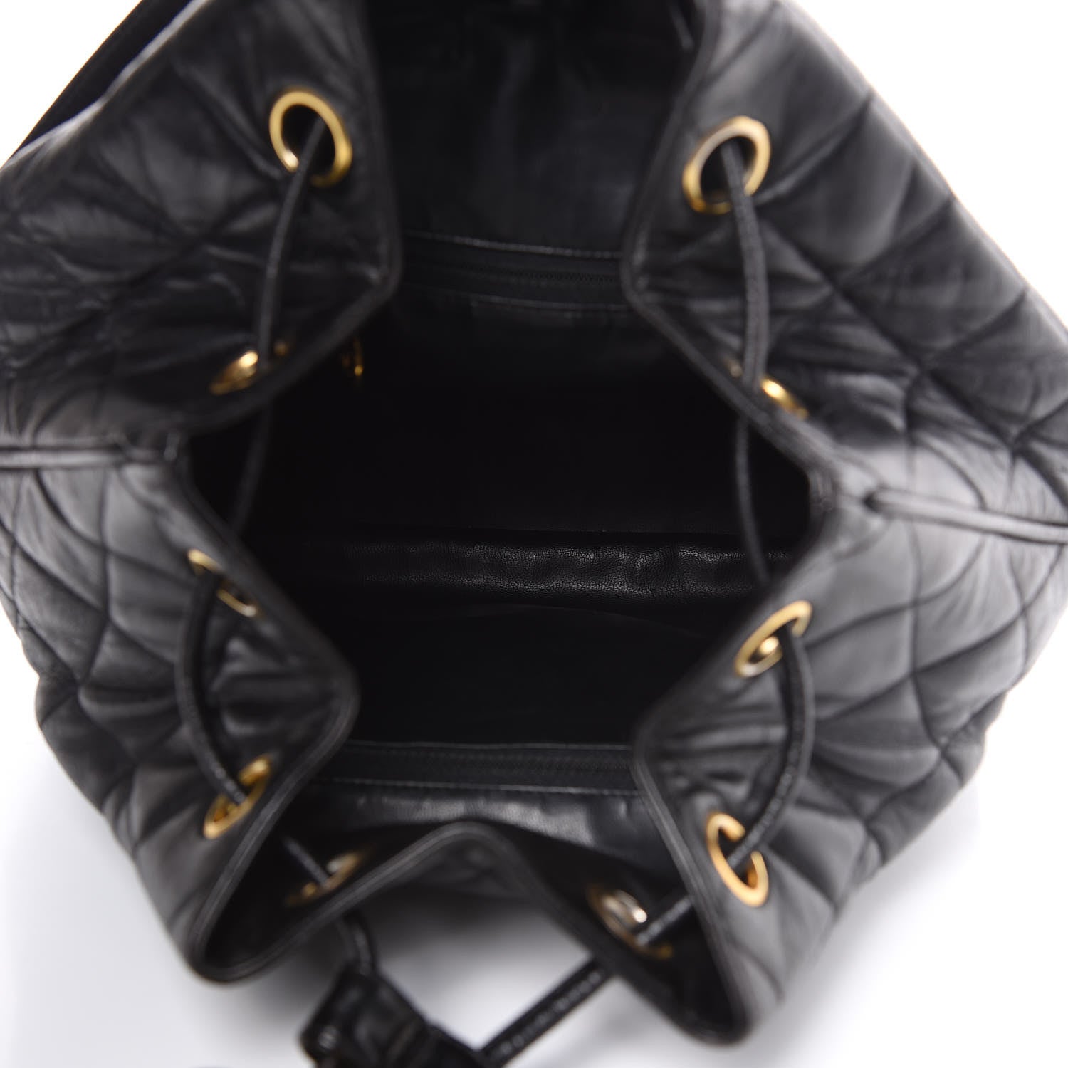 Chanel Lambskin Quilted Drawstring Backpack Black 5 of 14