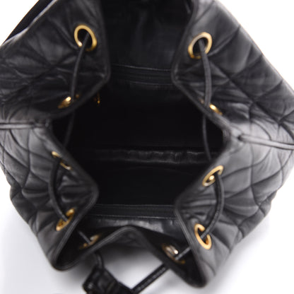 Chanel Lambskin Quilted Drawstring Backpack Black 5 of 14