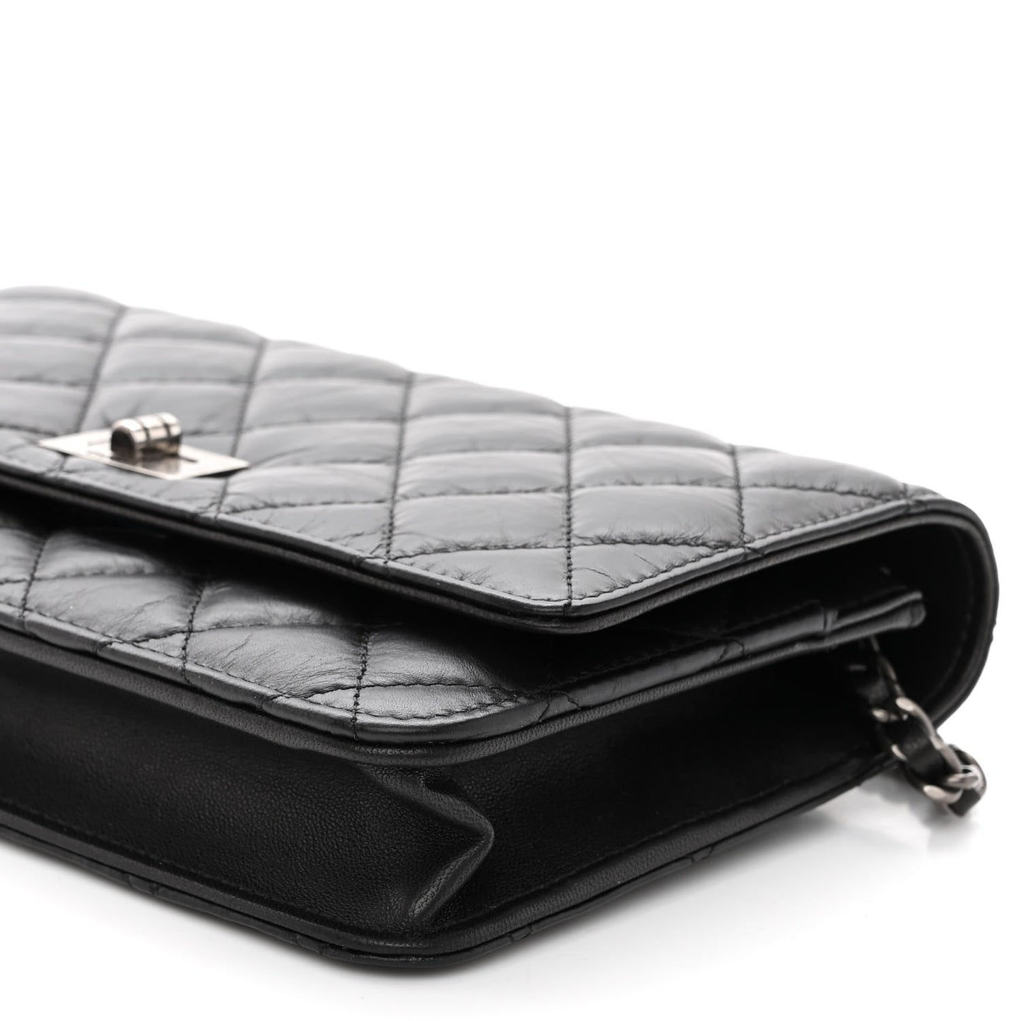 Aged Calfskin Quilted Reissue Wallet On Chain WOC Black