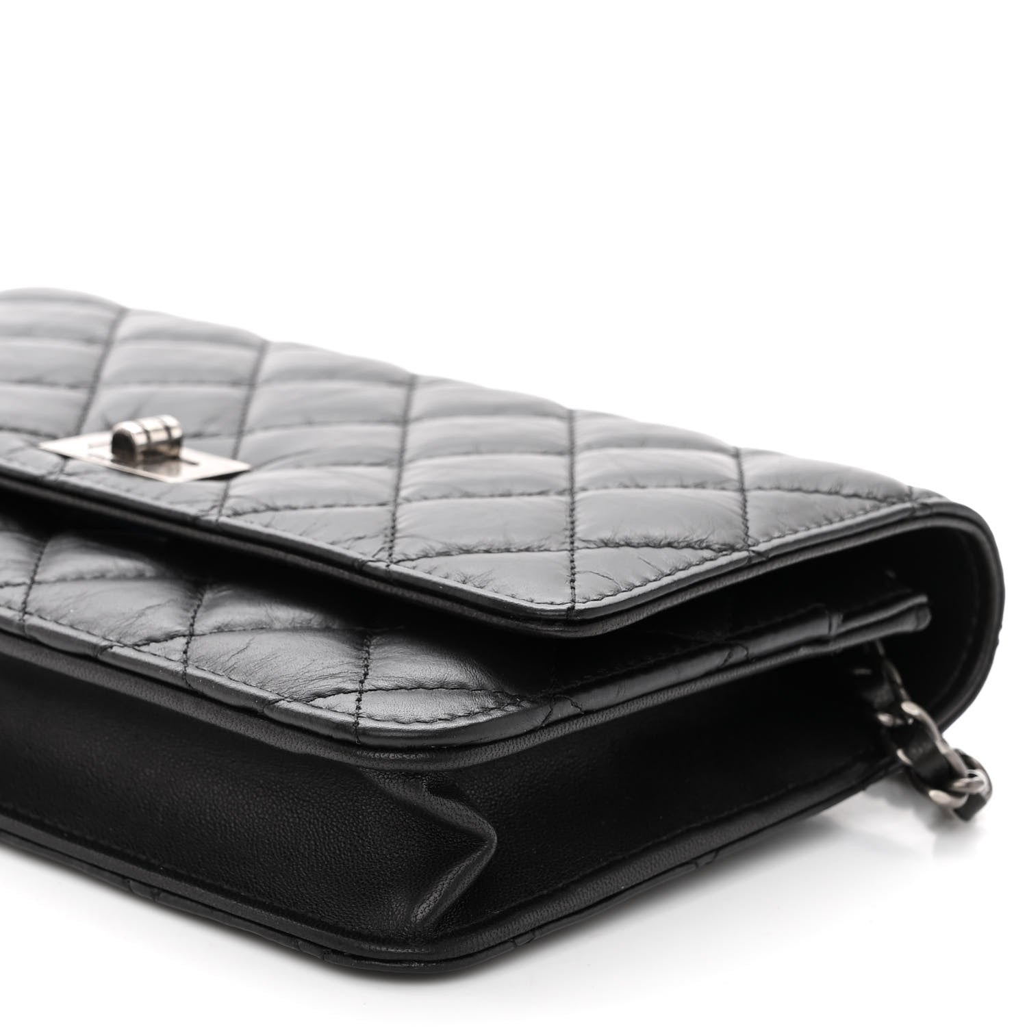 Chanel Aged Calfskin Quilted Reissue Wallet On Chain WOC Black 11 of 11