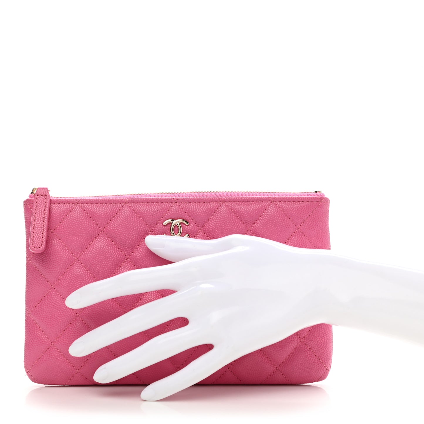 Caviar Quilted Cosmetic Case Pink