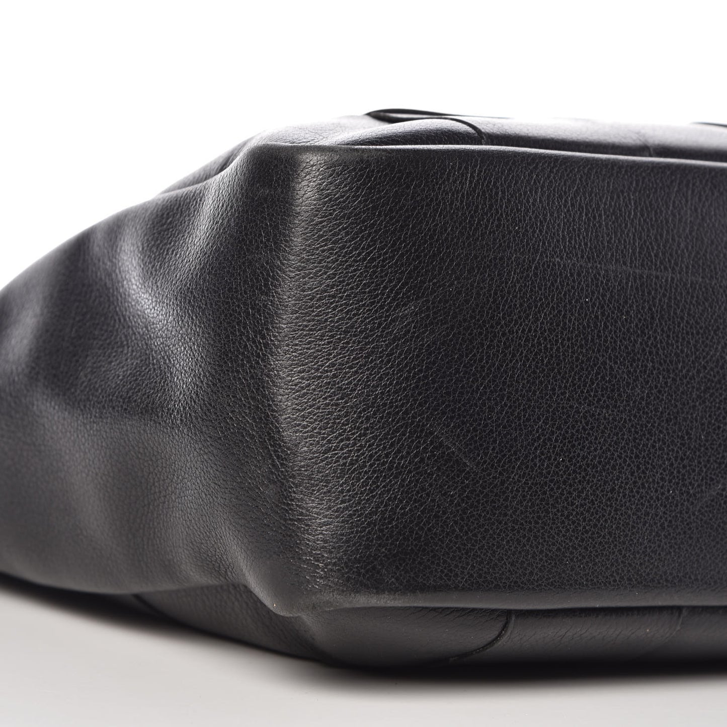 Grained Calfskin Woven Shoulder Bag Black
