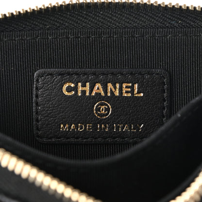 Chanel Calfskin Chevron Quilted Zip Around Coin Purse Black 6 of 8