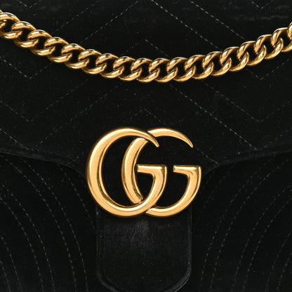 Gucci Velvet Matelasse Small GG Marmont Shoulder Bag Black 9 of 11