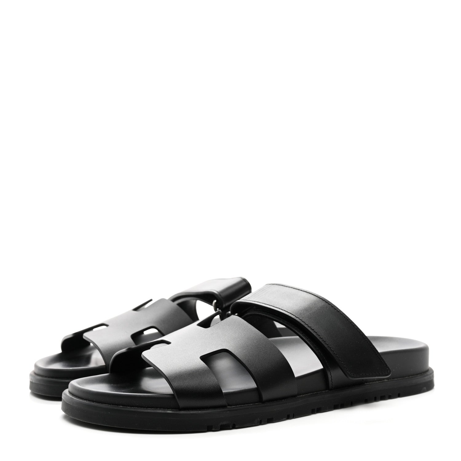 Hermes Calfskin Womens Chypre Sandals 38 Black 3 of 9
