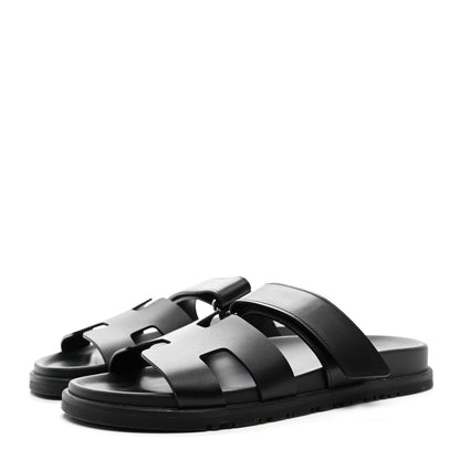 Hermes Calfskin Womens Chypre Sandals 38 Black 3 of 9