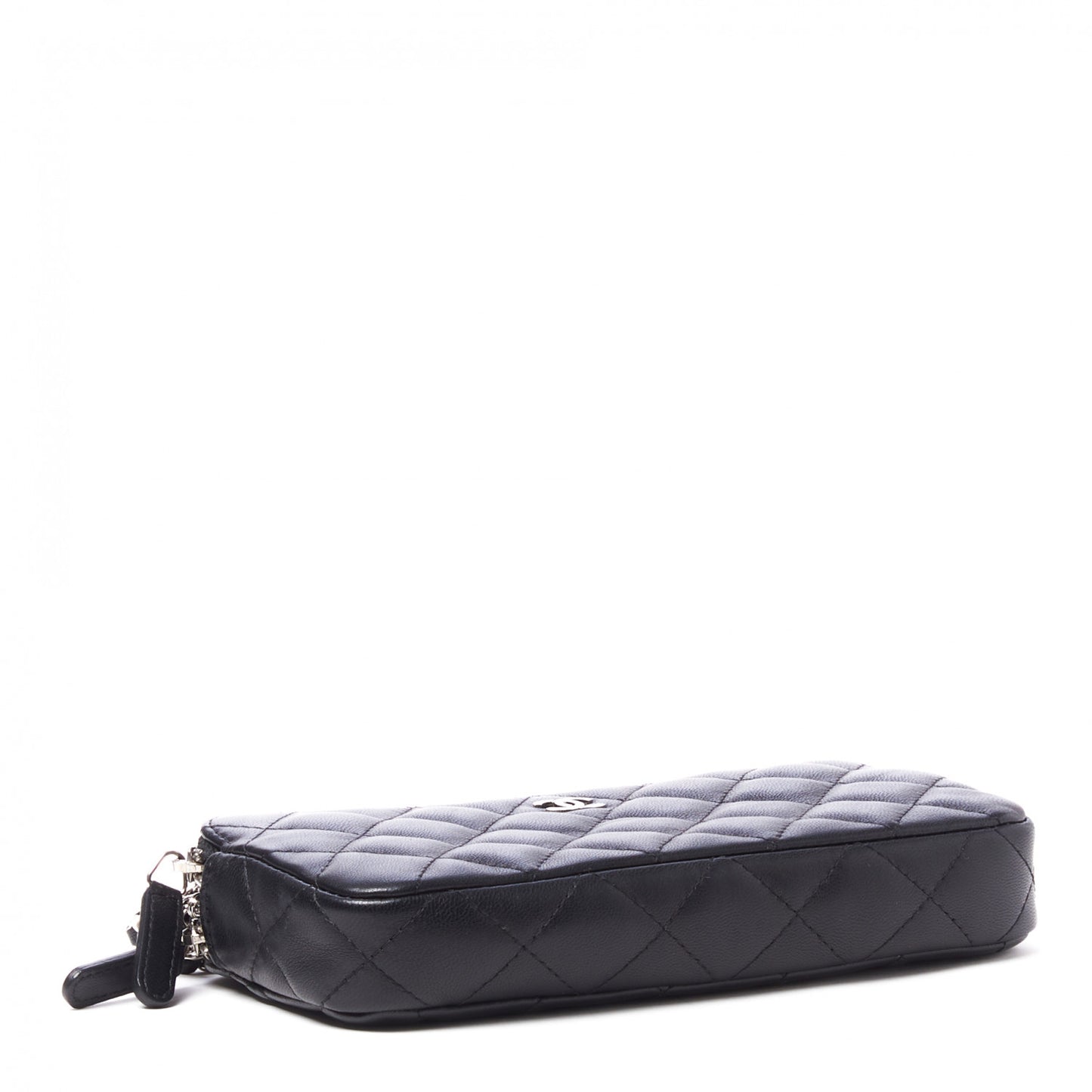 Lambskin Quilted Small Clutch With Chain Black
