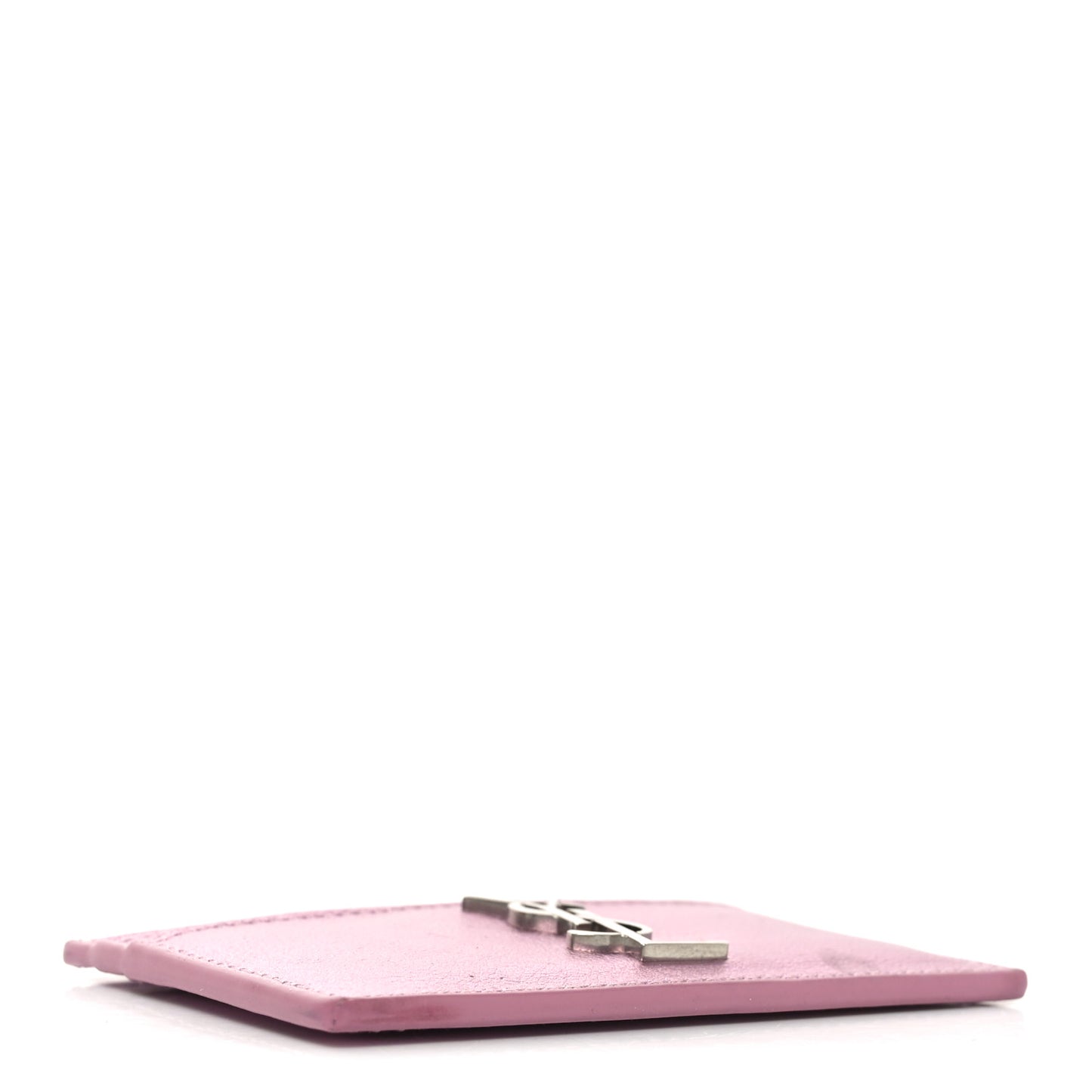 Metallic Calfskin Monogram Credit Card Case Pink
