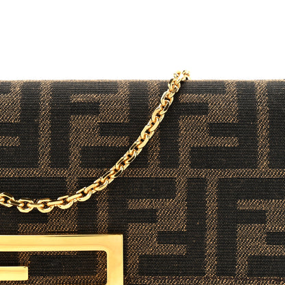 Fendi Fabric Jacquard FF 1974 Continental Wallet On Chain Tobacco Moro 9 of 13
