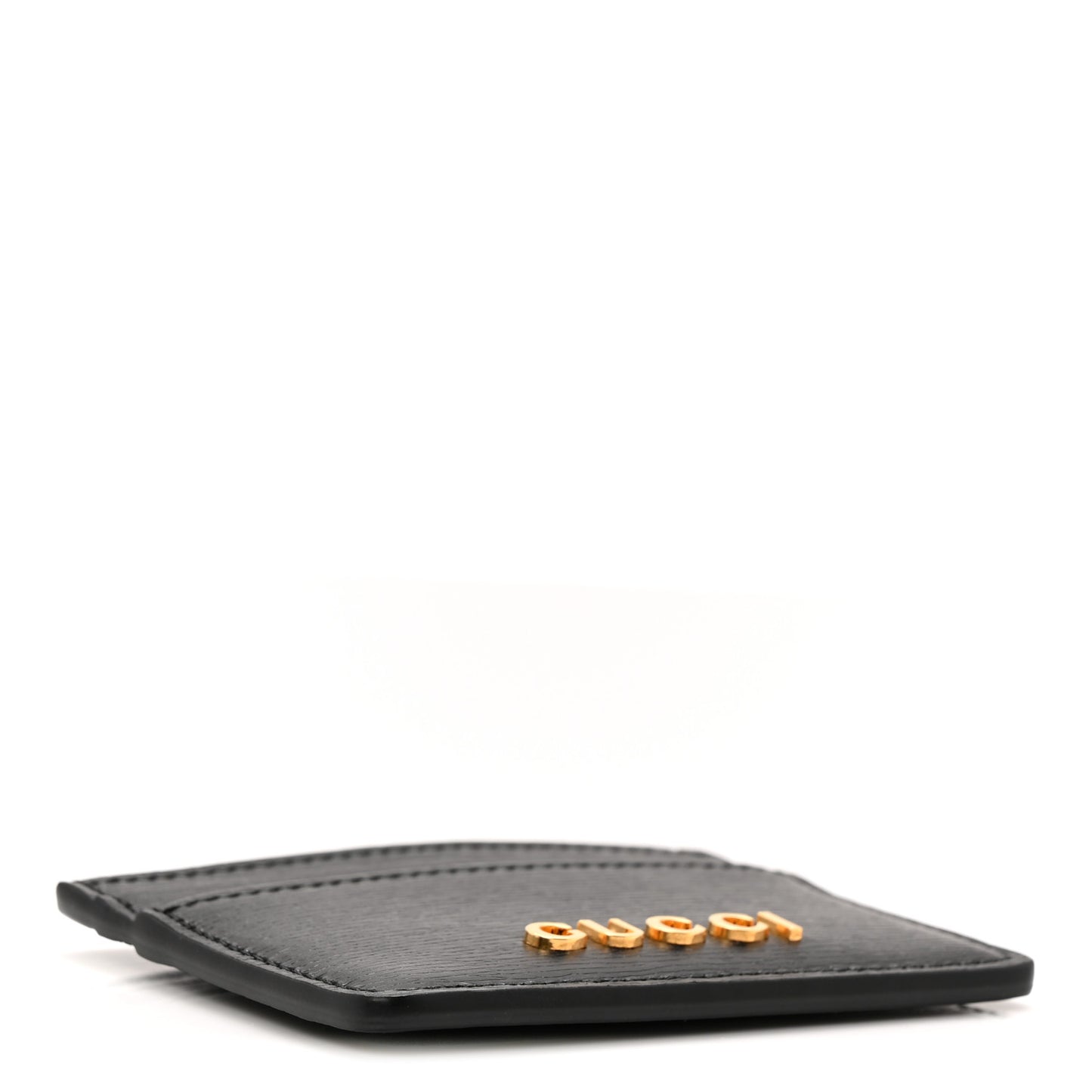Calfskin Script Card Holder Black