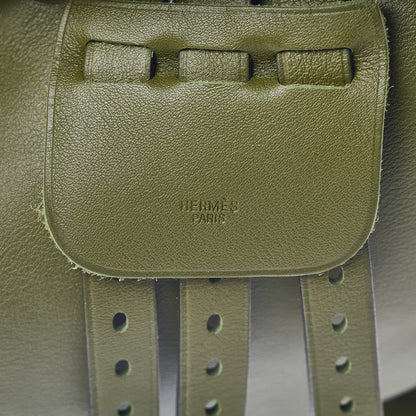 Hermes Crocodile Niloticus Ultra Soft Mini Steinkraus Saddle Vert Pelouse 9 of 34