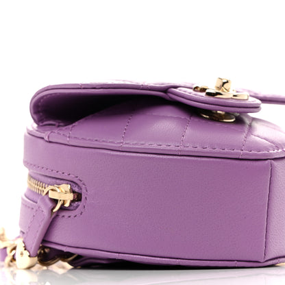 Chanel Lambskin Quilted CC In Love Heart Waist Belt Bag With Chain Purple 9 of 11