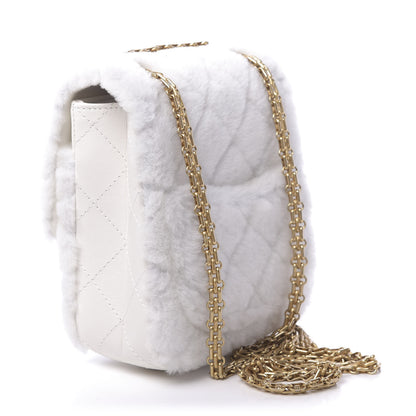 Chanel Shearling Lambskin Aged Calfskin Quilted 2.55 Reissue Mini North South Flap White 4 of 12
