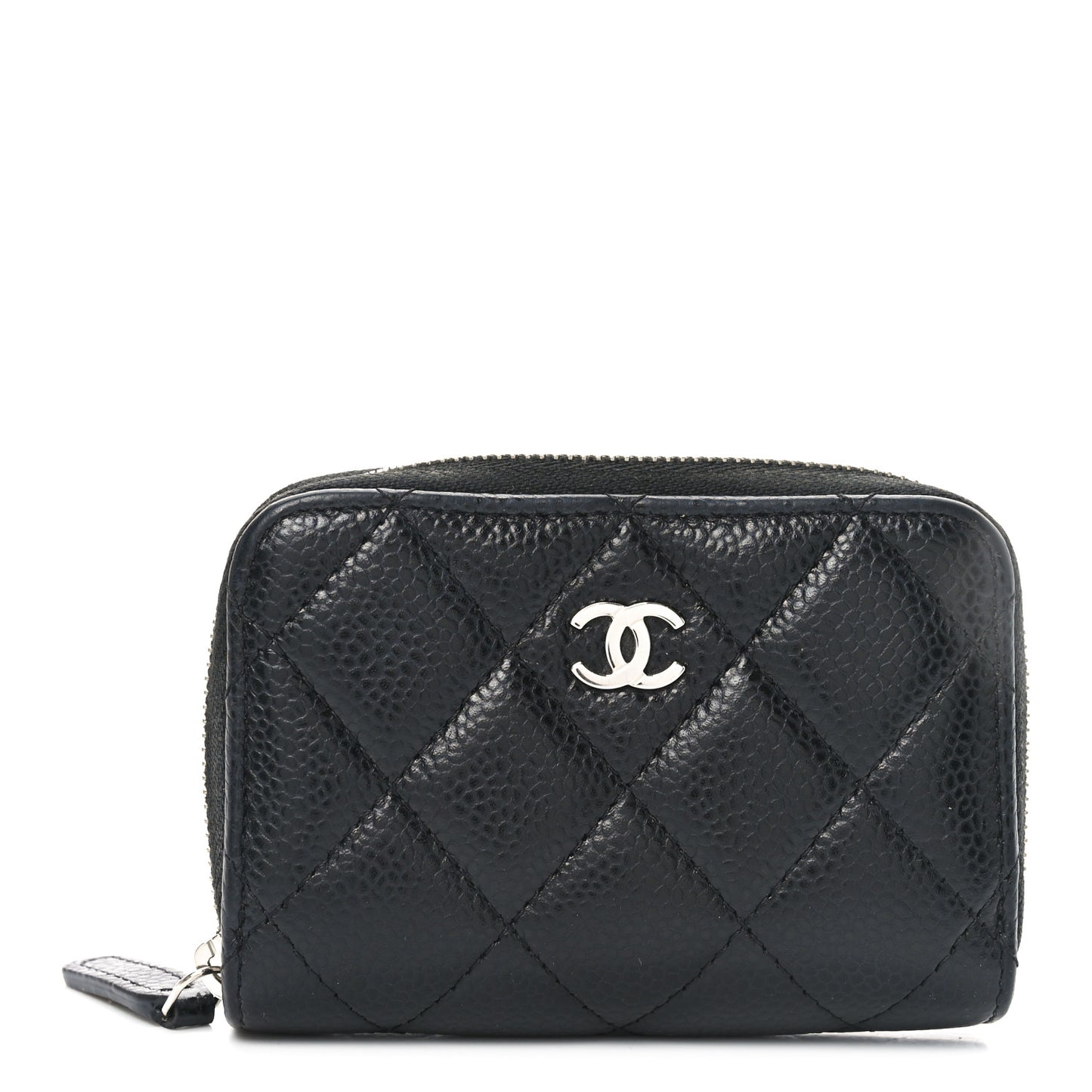 Caviar Quilted Zip Coin Purse Black