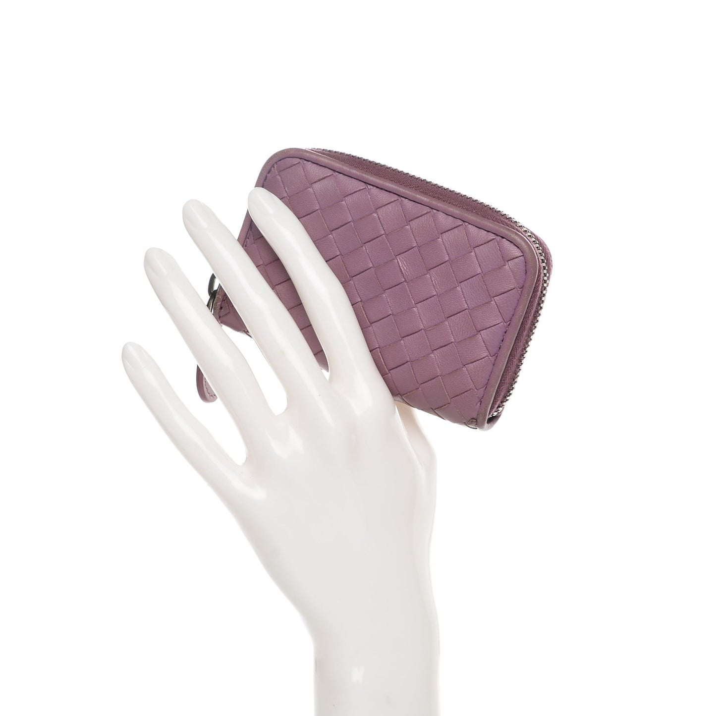 Nappa Intrecciato Zip Around Coin Purse Peony