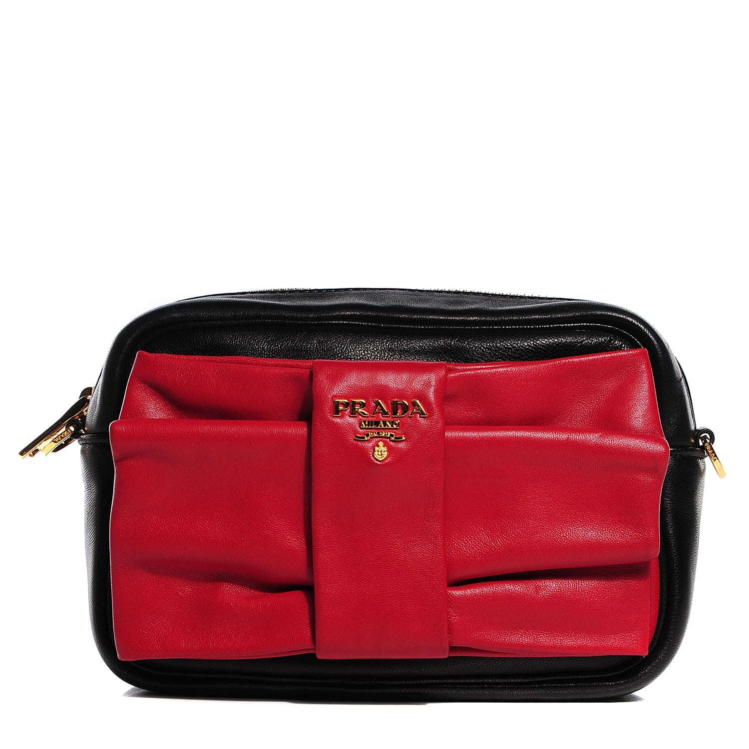 Prada Nappa Bow Crossbody Clutch Black Fuoco 1 of 9