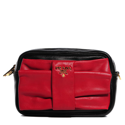 Prada Nappa Bow Crossbody Clutch Black Fuoco 1 of 9