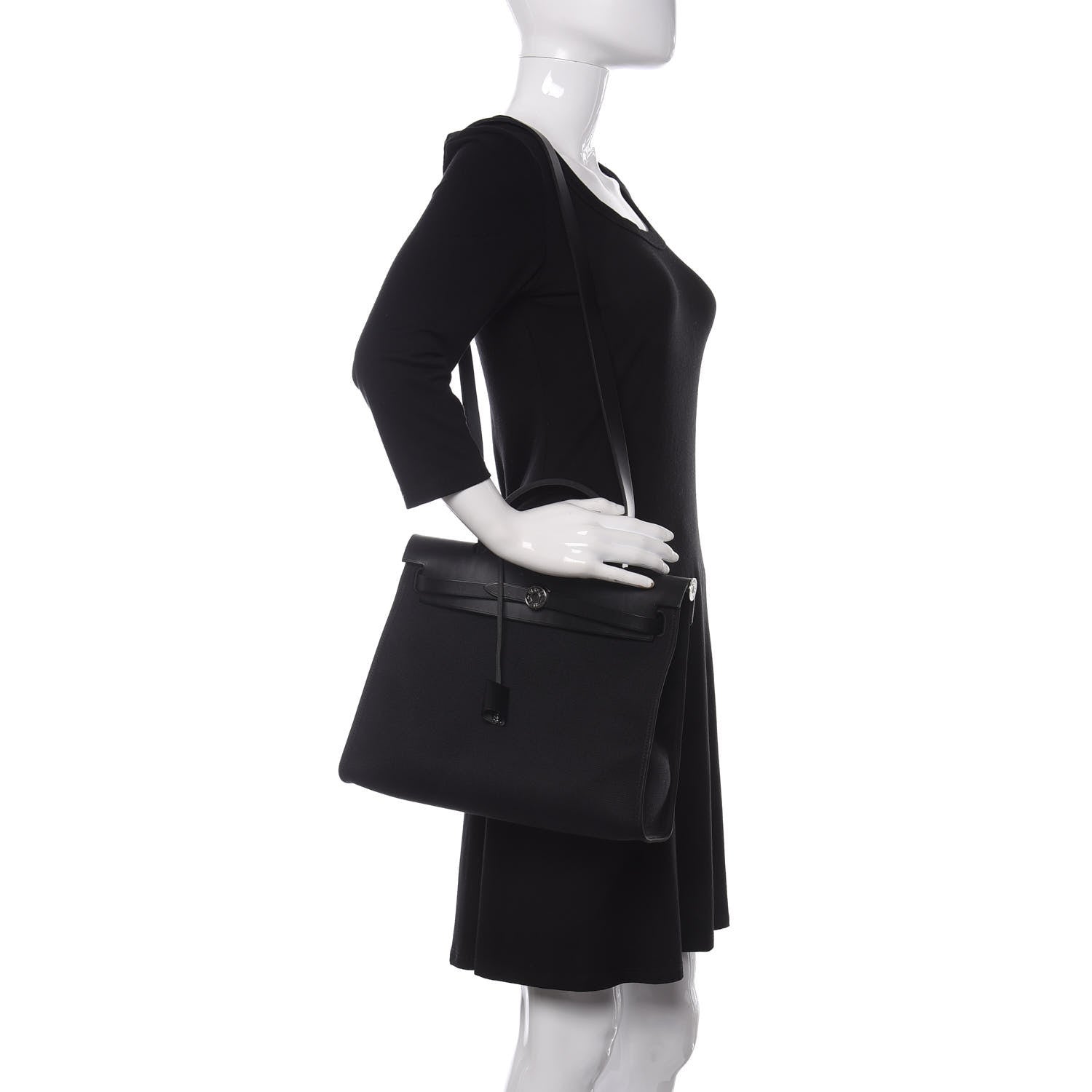 Hermes Military Toile Vache Hunter Herbag Zip PM 31 Black 2 of 12