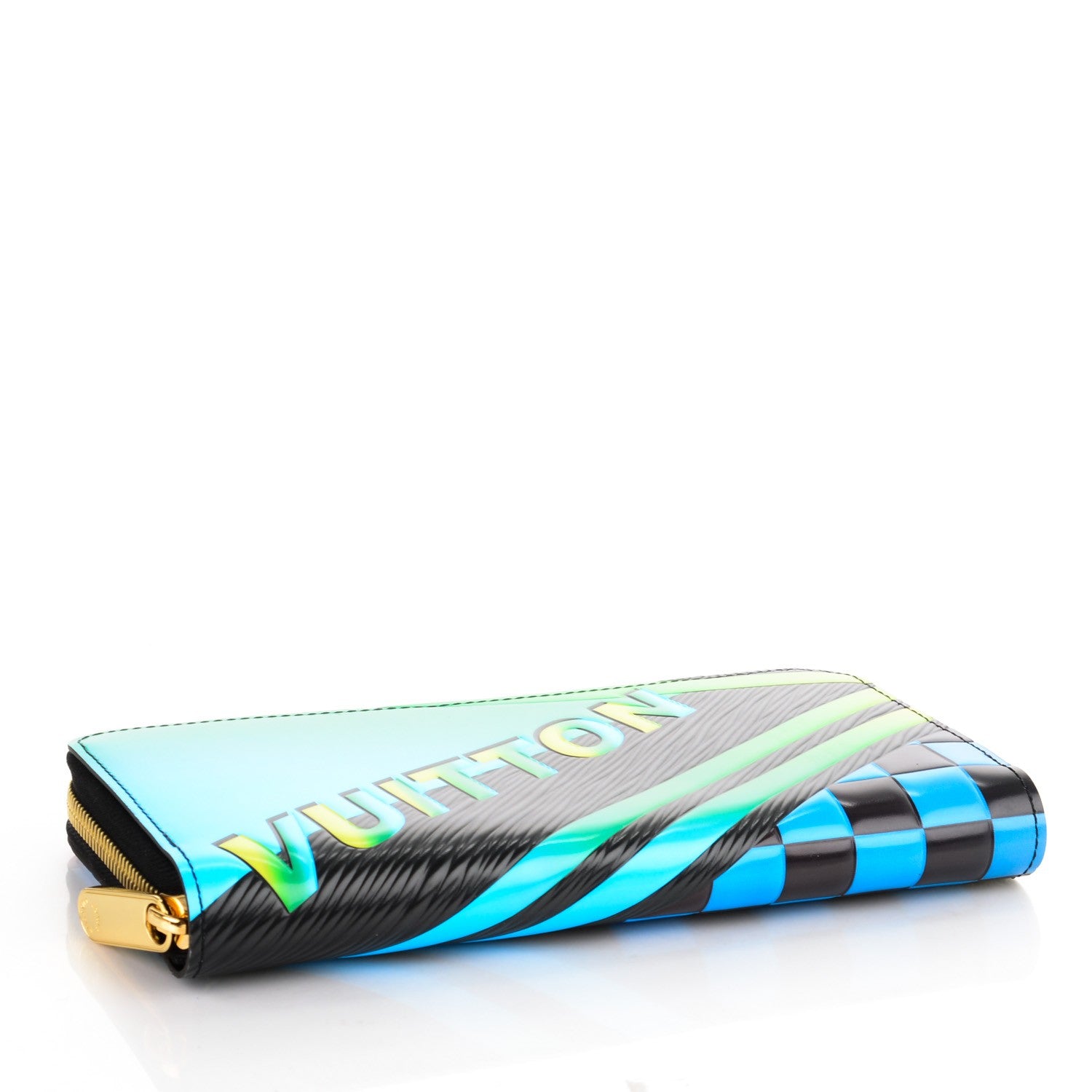 Louis Vuitton Epi Damier Race Zippy Wallet Blue Vert 4 of 7