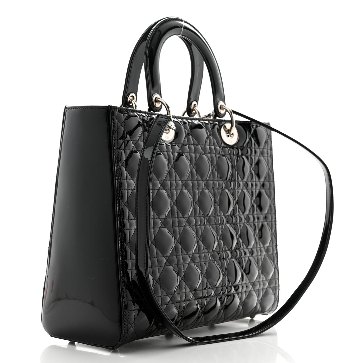 Patent Cannage Large Lady Dior Black