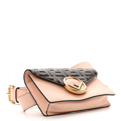 Fendi Vitello Cruise F is Fendi Bi-Color FF 1974 Embossed Envelope Belt Bag Maya Black Light Rose 4 of 11