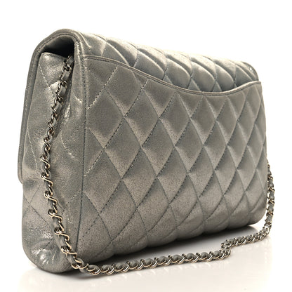 Chanel Iridescent Calfskin Quilted Clutch With Chain Flap Silver 3 of 11