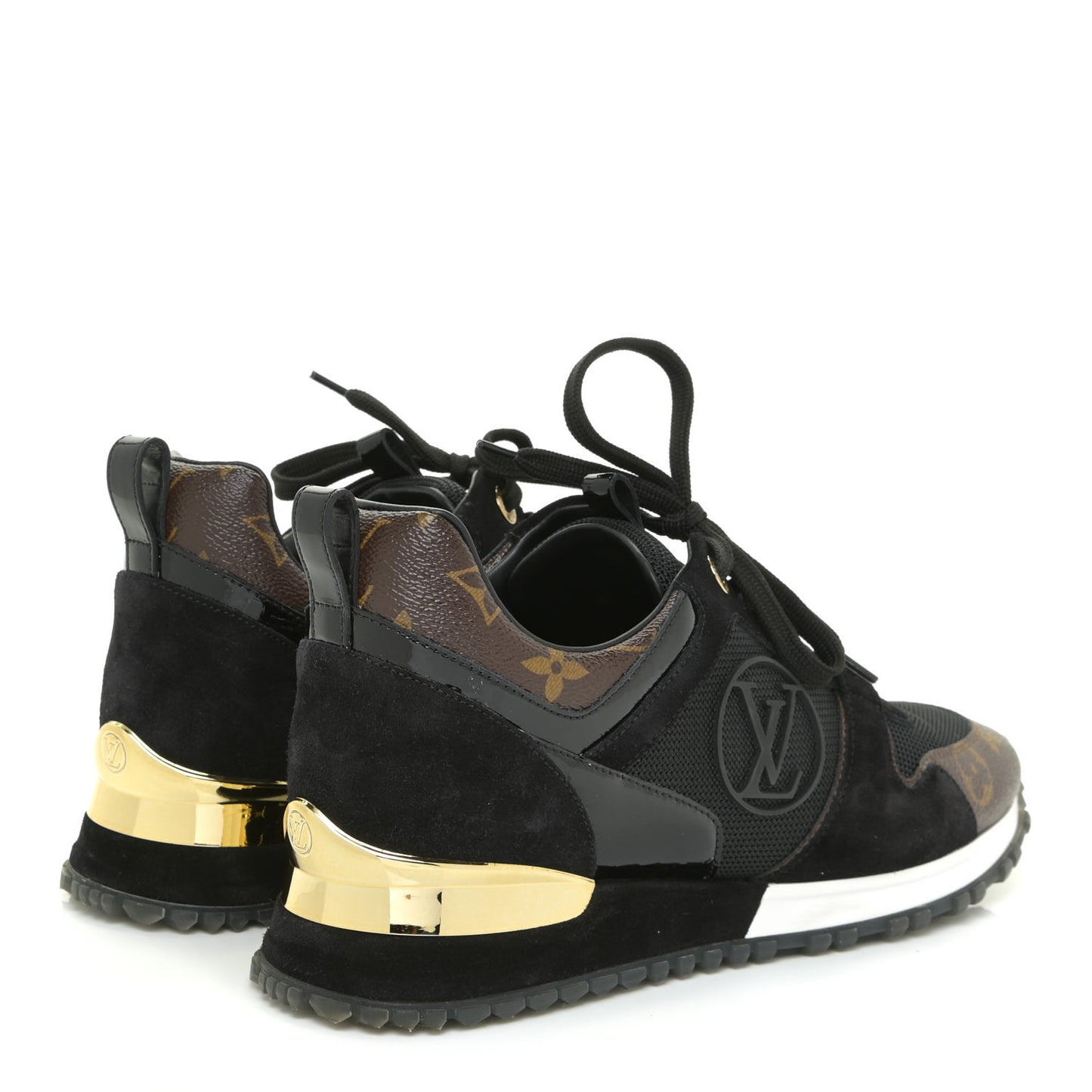 Suede Monogram Run Away Sneakers 38 Black
